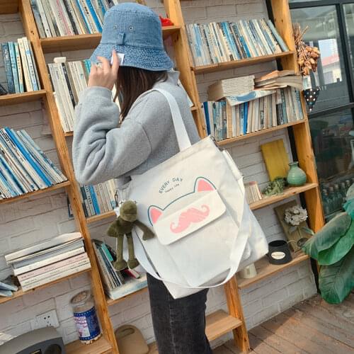 2021 Womens Shopper Bag Tote Bag Designer Handbag Fashion Cartoon Cat Ear Moustache Letter Print Schoolbag Canvas Crossbody Bag