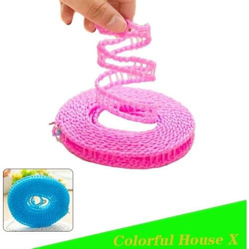 3M/5M Indoor And Outdoor Windproof Clothesline Travel Non-Slip Clothes Hanging Rope Trapezoidal Structure Drying Quilt Rope Pink