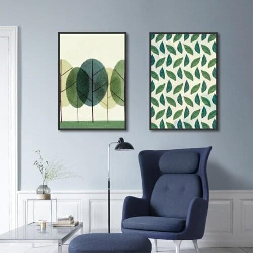 Abstract Green Leaves And Tree Fresh Canvas Posters And Prints Painting For Bedroom Living Room Decoration Wall Art Picture