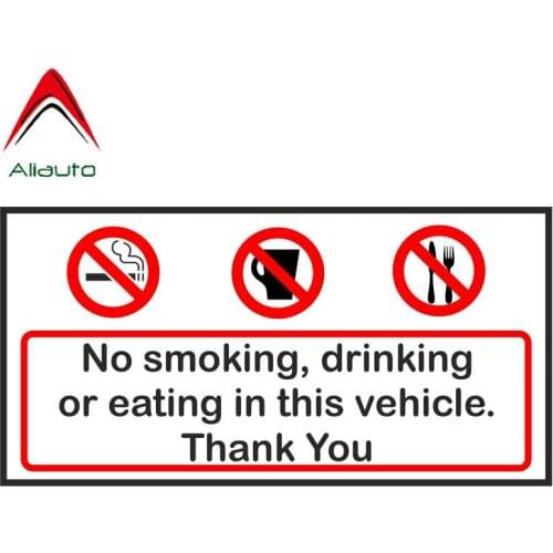 Aliauto Personality Car Sticker No Smoking Drinking or Eating In This Vehicie Thank You Decoration Reflective Decal PVC,12cm*6cm
