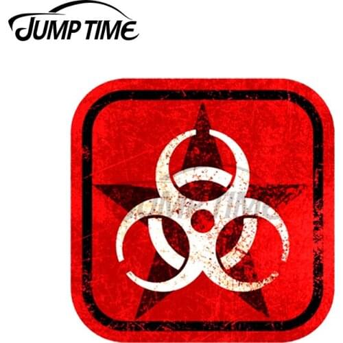 Jump Time 13 x 13cm For Biohazard Warning Car Stickers and Decals Fashion Occlusion Scratch Waterproof 3D JDM Accessories