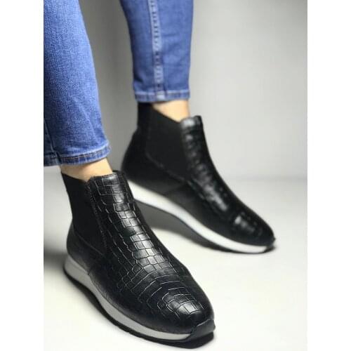 Chelsea Snake Design Artifical Leather Waterproof Men Boots Brown non-slip rubber sole waterproof boots Artificial leather