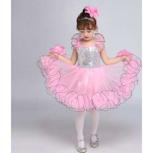 Kids Dance Costume Kids Girls Sequins Dance Dress Girls Costume Dancewear