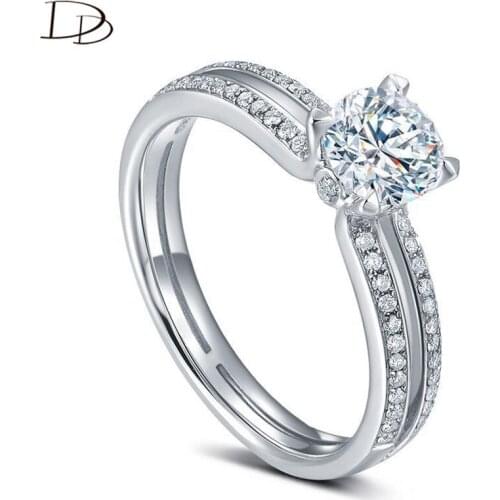 DODO Shining AAA Zirconia Wedding Bands Fashion Double Row Small Cz Stone Inlay Design Bijoux Femme Anillos Engagement Dd039