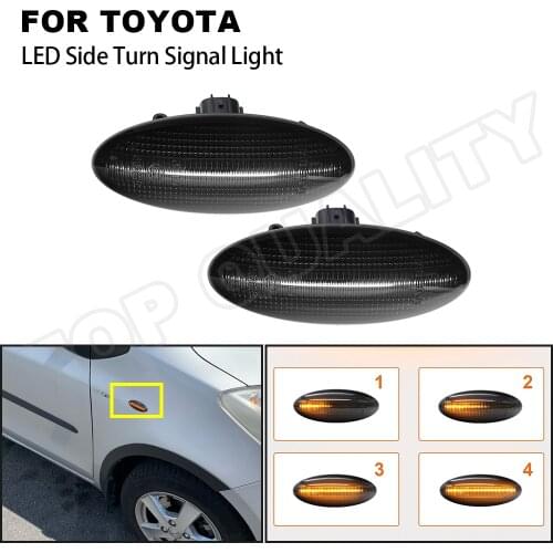 2X Smoke Dynamic LED Side Marker Turn Signal Sequential Blinker Light Lamps For Toyota Yaris Vitz Auris Corolla Verso 2009-2018