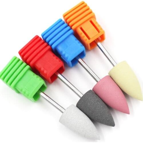 ERUIKA 4PC/set Bullet Head Nail Drills Rubber Silicon Bits Nail Buffer Milling Cutter For Manicure Nail File Polishing Tool