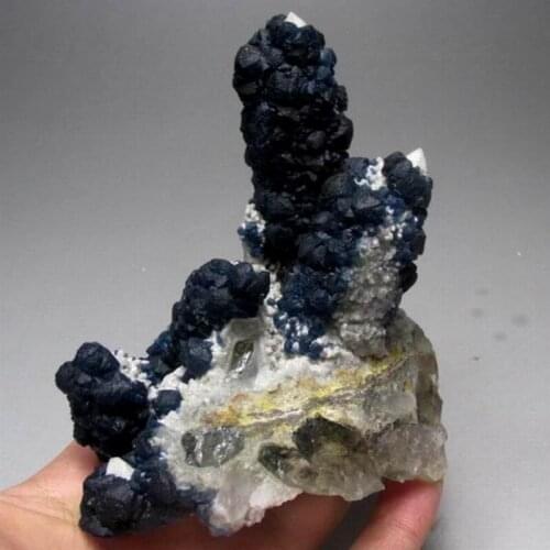 329g Blue Fluorite on Milch/Smoky Quarz Point - crystals and stones healing Mineral specimen Home Decor feng shui decoration