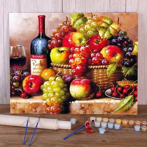 Fruit Coloring By Numbers Painting Set Oil Paints 50*70 Canvas Pictures Decorative Paintings For Children For Wholesale