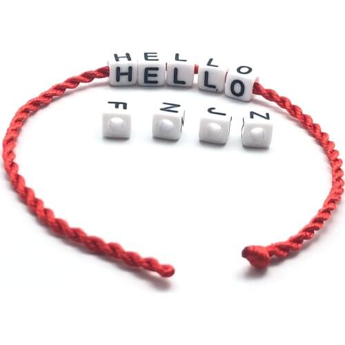 JunKang 200pcs 6mm 26letter large hole square multi-color jewelry making DIY bracelet necklace handmade beaded material