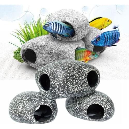 Rock Cave Stone Decoration Fish Tank Breeding Housing Shelter Ornament For Cichlid Fish Ceramic Aquarium Cichlid Stone