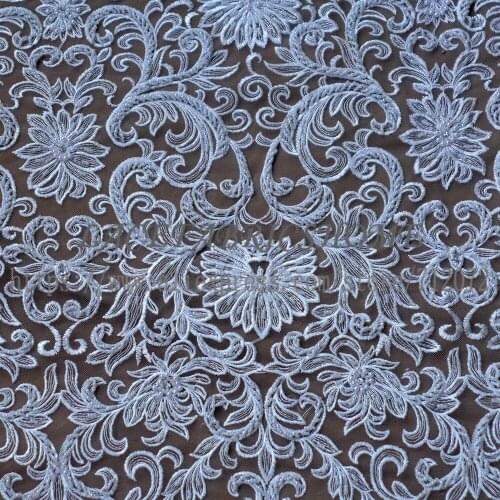 New fashion high quality beades on net yarn embroidery lace fabric 9colors spread branches lovely mesh lace with pearls by yard