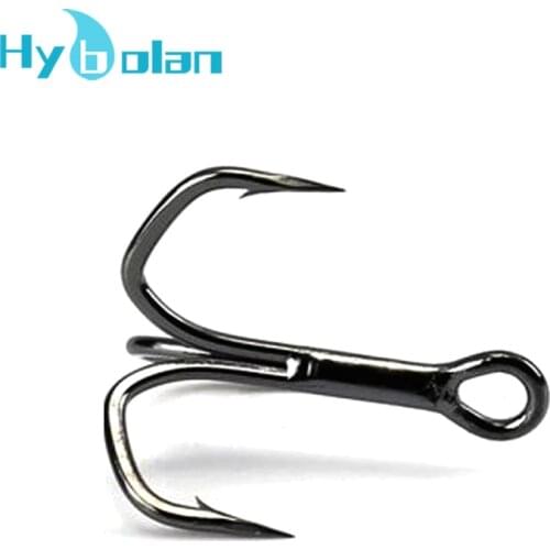 5-10Pcs/lot Black Fishing Hook High Carbon Steel Treble Overturned Hooks Tackle Round Bend Bold and strengthen Treble For Bass