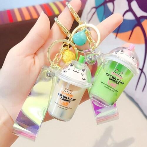 Milk Tea Key Chain Cat Head Key Chain Cartoon Cat Key Chain Key Ring Car Bag Pendant Key Chain Car Key Chain Women’s Gift
