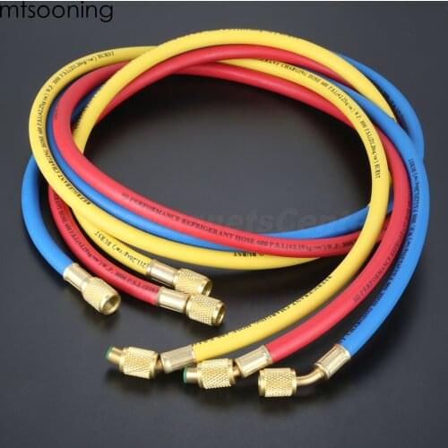 Mtsooning 1/4" SAE 60" 1.5m A/C Charging Hoses Tube Pipe Refrigerant R134a Air Conditioning Tools