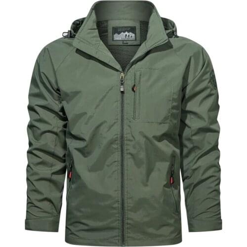 Spring Men Jacket Outdoor Windbreaker Hooded Coat Mens Trekking Hiking Jacket Casual Lightweight Military Thin Jackets 2021