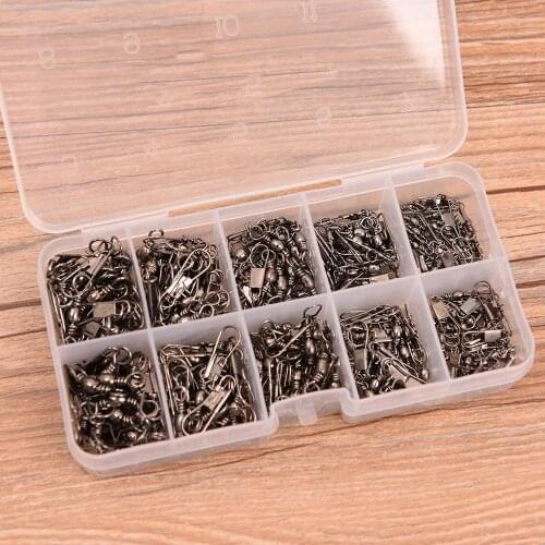 ILure 200 Pcs Fishing Accessories Swivel Solid Rings Fishing Connector Fishing Hook Snap Connectors Pesca Fishing Tackle Box