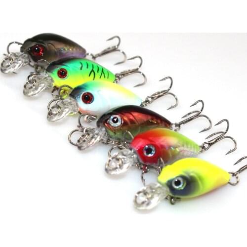 2015 New 6 Colors 45mm 4.2g Mini Crank Fishing Lure Hard Bait with Hooks 8# Artical bait plastic fishing lure