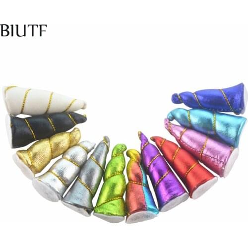 Wholesale 100Pcs/Lot 2 Inch Mini Metallic Horse Unicorn Horn DIY Party Headband Hair Accessories Flat Pack TH266