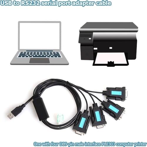 PC Notebook Windows Accessories PL2303 Chip 4 Port USB to RS-232 9-Pin DB9 Serial Cable Male A Adapter Converter
