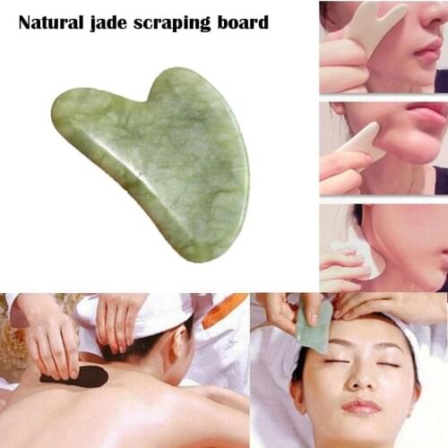 Natural green jade Gua Sha Board Pink Jade Stone Body Facial Eye Scraping Plate Acupuncture Massage Relaxation Health Care