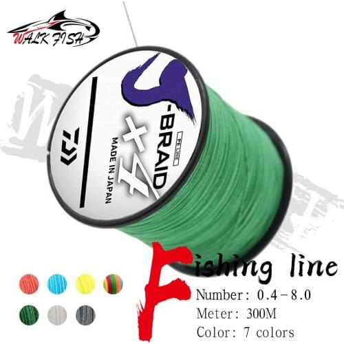 WALK FISH Daiwa 4 Braided Fishing Line Length:300m/330yds Diameter:0.1mm-0.50mm,size:10-85lb Japan PE braided line Floating Line