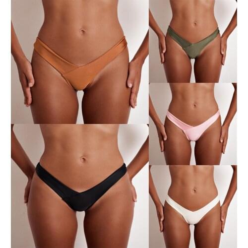 Low Waist Beach Shorts European and American Solid Color Triangle Bikini Briefs Beach Swimming Shorts Sexy Hot Panties