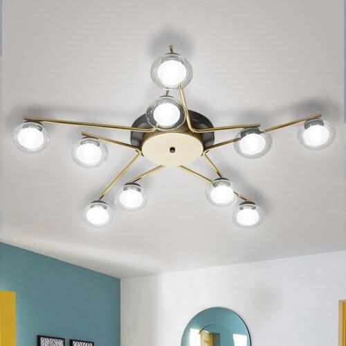 Modern Nordic LED 6/8/10 Heads E27/G9 Ceiling Lights Black/ Gold Hall Bedroom Living Room Lights Home Deco Light Fixture