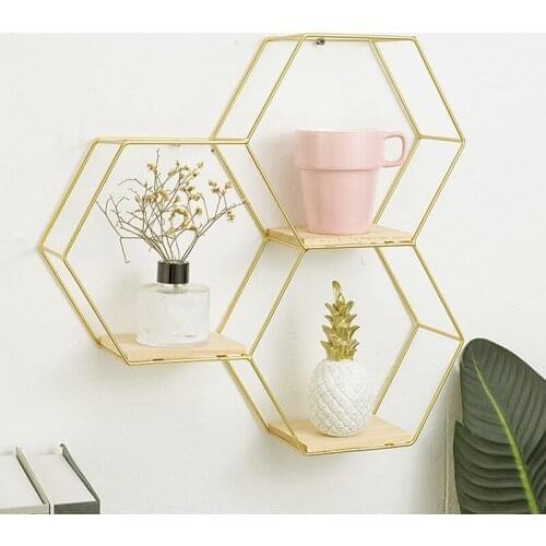 Wall Decoration Storage Rack, Living Room Room Wall Storage Rack, Hexagonal Combination Rack