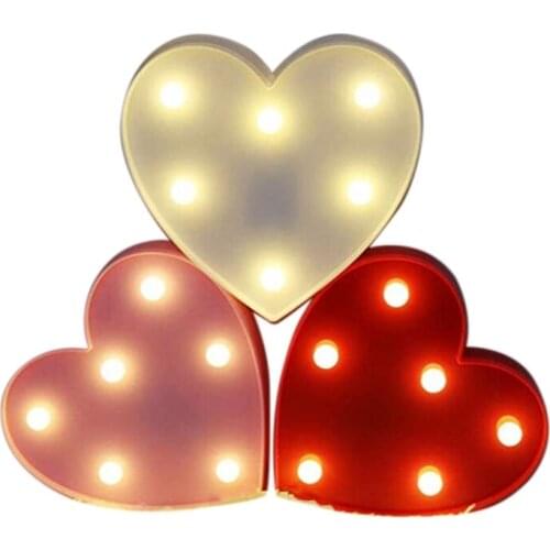 Light Up Heart Marquee Sign for Wedding LED Love Lights Night Light Lamp for Kids Christmas Home Party Decoration 3PCS