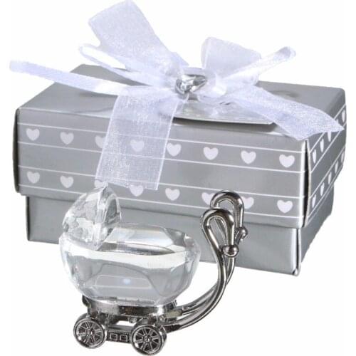 Ywbeyond Crystal Baptism Gifts Crystal Baby Carriage Christening Baby Shower Souvenirs Favors