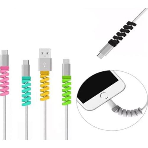 Hot Sales 2 /5 /10 Pieces/lot Candy Colors Spiral Silicone Cable Protective Cover Wire Organizer Charger Protector Cable Winder