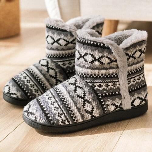 Winter Fur Slippers Women Warm House Shoes Plush Flip Flops Retro Cotton Indoor Home Shoes Floor Shoes Claquette Fourrure