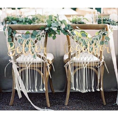2pcs/lot Chair Signs for Wedding - Better Together Wood Wedding Sings for Reception Wood Letter Wedding Decoartion Supplies