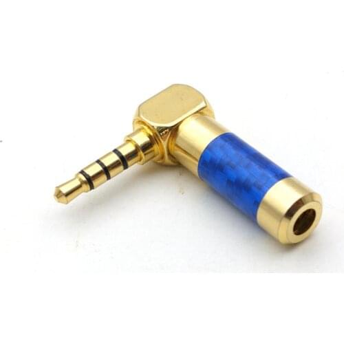 10pcs copper Stereo 4 Pole 3.5mm 90 Degree Plug Angled Jack Cable Solder blue