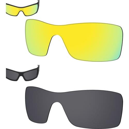 SmartVLT 2 Pieces Polarized Sunglasses Replacement Lenses for Oakley Batwolf-24K Gold and Solid Black