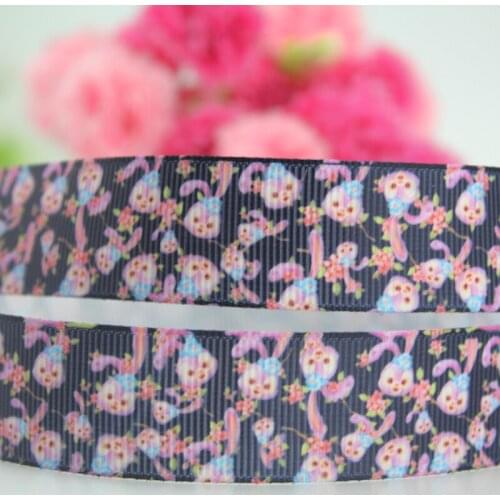 25 yards 1"(25mm) cute printed Japan Cartoon rabbit grosgrain ribbon DIY jewelry accessories