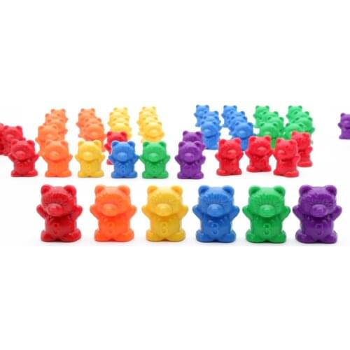 60 Pcs Counting Bears Montessori Educational Rainbow Matching Bear Toys for Children Toddlers Color Sorting Learning Materials
