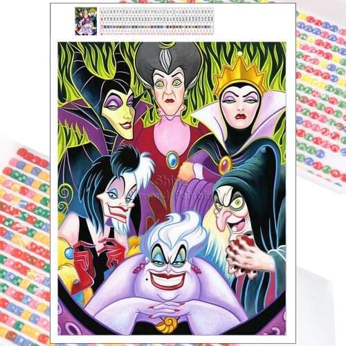 5D DIY Diamond Painting Disney Cartoon Witch Children Cross Stitch Embroidery Mosaic Full Square Round Handmade Home Decor