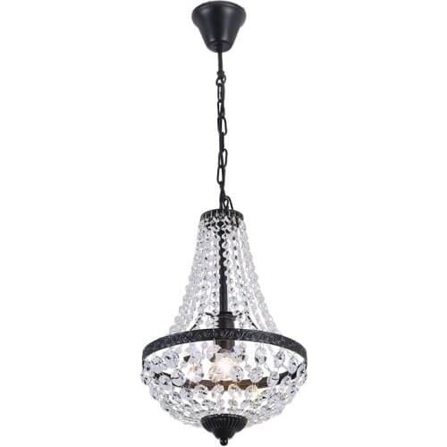 American Crystal Pendant Lights E27 Retro Iron Pendant Lamp Living Room Hanging Lighting Restaurant Industrial Decor Fixtures