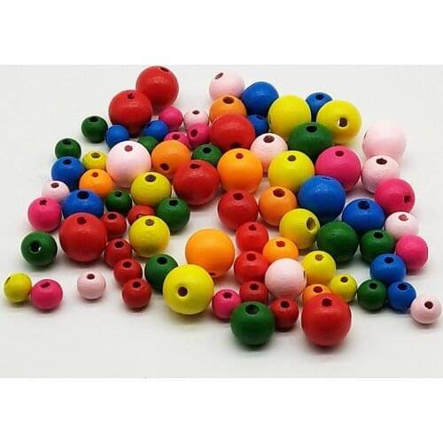 50-200Pcs 8-14mm Mixed Solid Round Loose Space Beads Jewelry Making Bracelet Charm Wooden Beads DIY Accessories Jewelry Finding