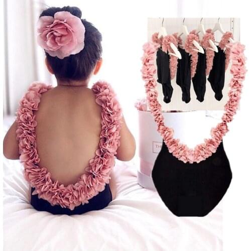 Infant Kids Baby Girls Sleeveless Flower Backless One-Piece Swimsuit Summer Beachwear Bathing Suits Girl Swimwear 1 to 5 Years