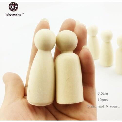 Lets make wooden Peg Dolls 6.5cm 10pcs(man/woman)large solid Hardwood Natural Unfinished Turnings-Paint/Stain