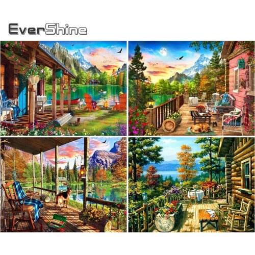 EverShine Diamond Painting Landscape 5D DIY Garden Diamond Embroidery House Full Drill Square Picture Of Rhinestones Home Decor