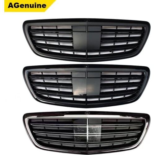 ABS glossy black chrome front bumper grille car racing grills for Mercedes Benz S class W222