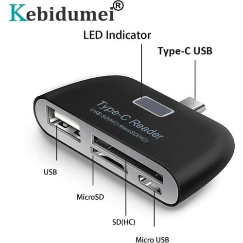 Kebidumei USB 3.1 Type C USB 3.0 Micro USB TF SD OTG Card Reader For Macbook Phone Tablet Memory Card Readers Adapter