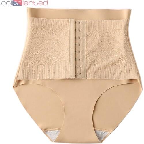 Coloriented Sexy Tummy Control Panties with Corset High Waist Trainer Body Shaper Women Abdomen Body Shaping Slimming Underwear