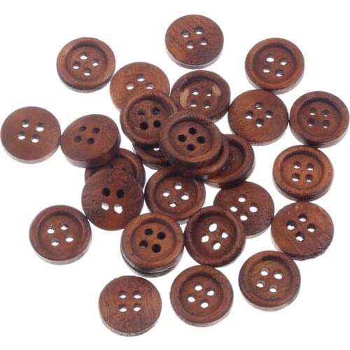 LF 100Pcs Round Wooden Sewing Buttons With 4 Hole For Cloth Needlework Flatback Scrapbooking Crafts Decorative Diy Accessories
