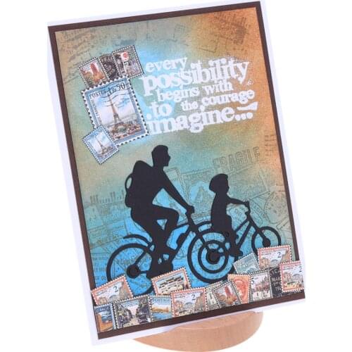 2pcs/Set Father Daughter Cycling Metal Cutting Dies Stencil for DIY Scrapbooking Photo Album Paper Cards Decorative Crafts