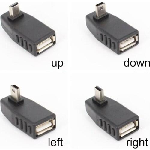 Mini USB 5Pin Male to USB Female 90 Degree Angle Converter Connector OTG Adapter for Car MP3 MP4 Tablets Phone U-Disk