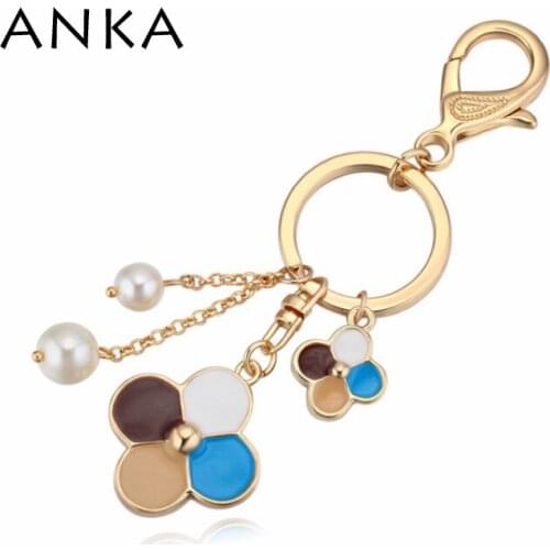 ANKA Fashion Pearl with Flower Crystal Key Chain With Lucite Plated Gift For Women Nickel free lead free CE #122390